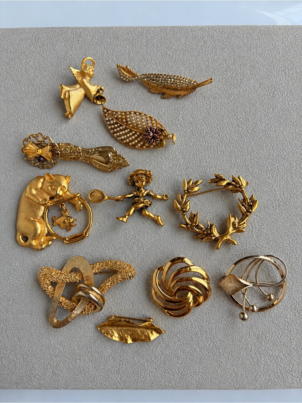 Vintage Signed Designer Brooch Lot Crown Trifari, BSK, JJ, Lindsay Bower, Coro